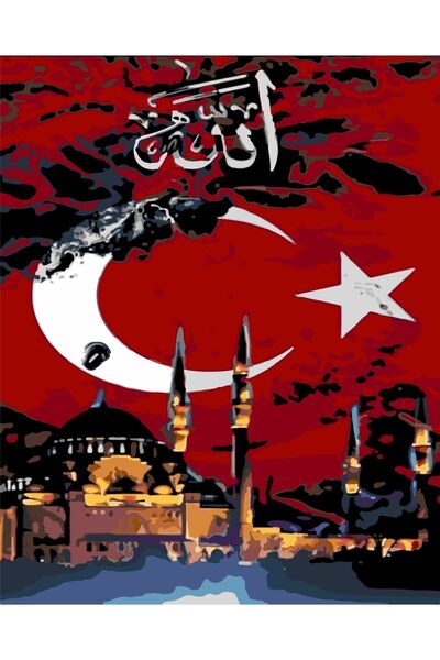 wombhobby Türkiye Ve Inanç Sayılarla Boyama Seti 40x 50 Cm (TUVALE GERİLİ)