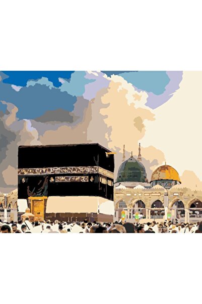 wombhobby İlk Ve Son Kıble Sayılarla Boyama Seti 40x50 Çerçeveli (Kasnağa ) Gerili