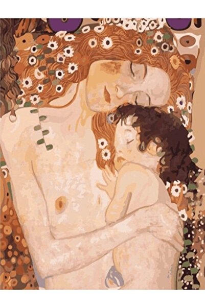 wombhobby Gustav Klimt Anne Ve Çocuk Sayılarla Boyama Seti 40x50 Çerçeveli (K...