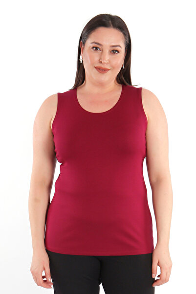 SERTUĞ Geniş Askılı Basıc Bordo Bluz