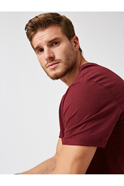 Koton Erkek Bordo T-Shirt 1KAM12266LK