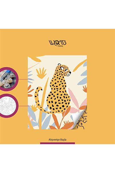 wombhobby Leopar Çocuklar Için Sayılarla Boyama Seti 30x40 Cm Çerçeveli (Kasn...