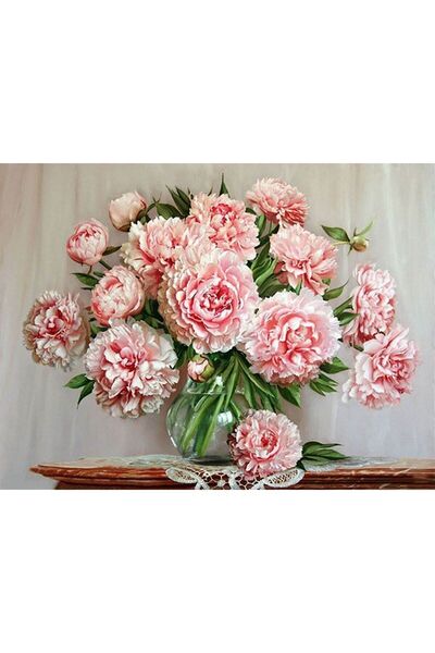 wombhobby Vazodaki Şakayık Sayılarla Boyama Seti 40x 50 Cm (TUVALE GERİLİ)