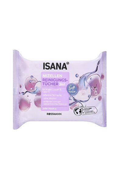 ISANA Yüz Temizleme Mendili 3in1, Kuru ve Hassas Ciltler İçin, 25'li