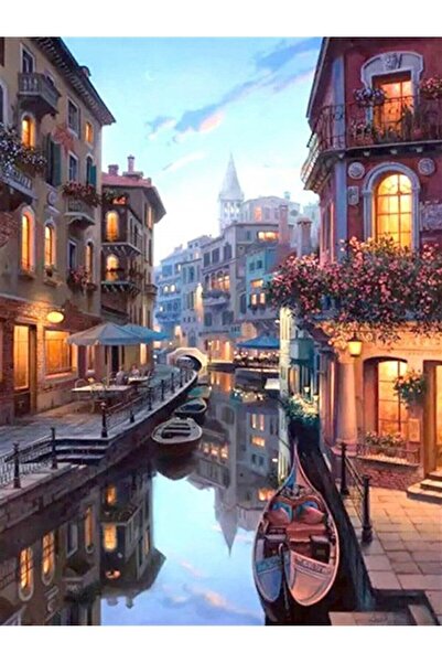 wombhobby Venedik Kanal Sayılarla Boyama Seti 40x 50 Cm (TUVALE GERİLİ)
