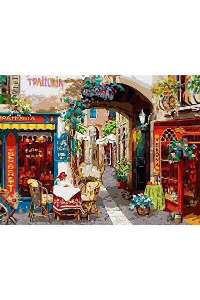 wombhobby Arka Sokaklar Sayılarla Boyama Seti 40x50 Çerçeveli (Kasnağa ) Gerili