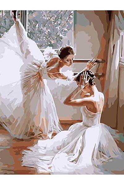 wombhobby Beyaz Kuğular Sayılarla Boyama Seti 40x50 Çerçeveli (Kasnağa ) Gerili