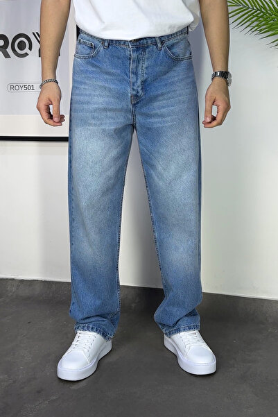 Men's Baggy Pants Wide Leg Baggy Jeans Ice Blue