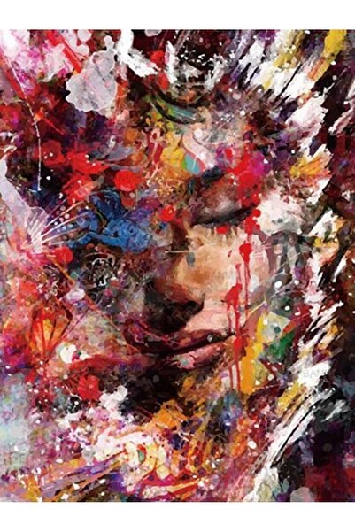 wombhobby Pastel Kadın Sayılarla Boyama Seti 40x50 Çerçeveli (Kasnağa ) Gerili