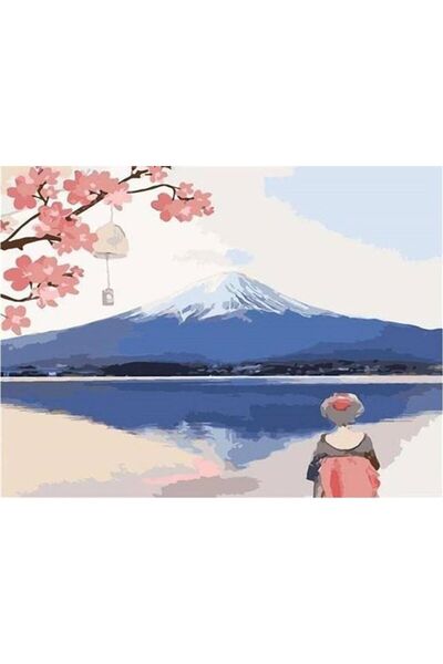 wombhobby Fuji Dağı Sayılarla Boyama Seti 40x50 Çerçeveli (Kasnağa ) Gerili