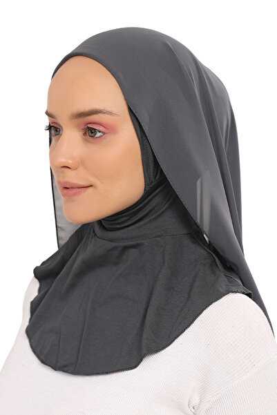 Altobeh Ready Practical Luxury Neck Collar Boned Chiffon Shawl Smoked