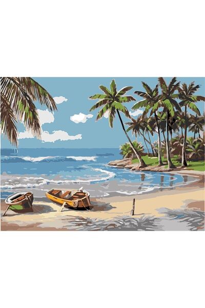 wombhobby Issız Ada Sayılarla Boyama Seti 40x 50 Cm (TUVALE GERİLİ)