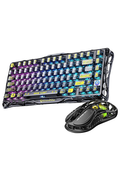 Gravastar Mercury K1 Lite M2 Kablosuz Rgb Işıklı Mekanik Q Gaming Klavye Ve O...