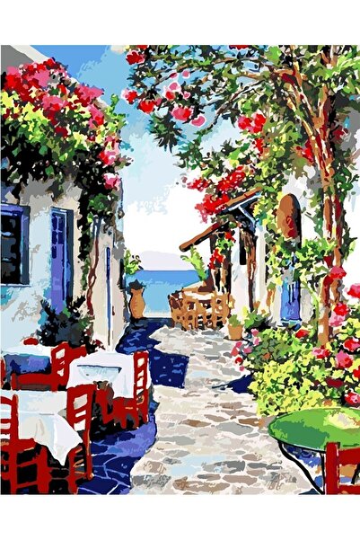 wombhobby Sahildeki Kafe Sayılarla Boyama Seti 40x50 Cm Çerçeveli (Kasnağa ) ...