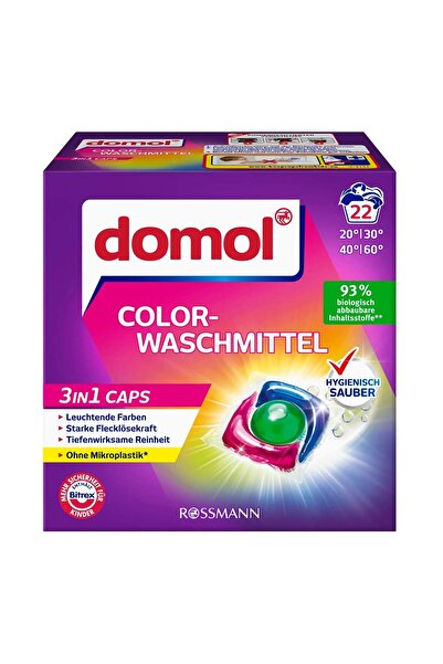 DOMOL Çamaşır Makinesi Deterjan Kapsülü 3in1 Renkli 22 Yıkama