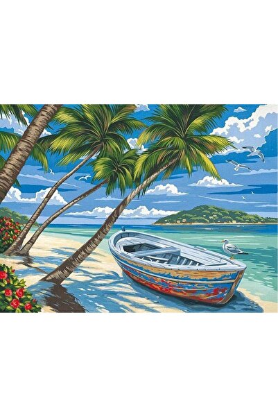 wombhobby Maldivler Sayılarla Boyama Seti(40x50 Cm Tuval Şasesine Gerili)