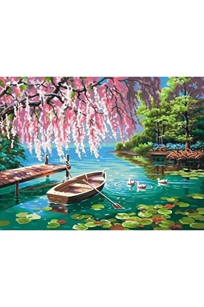 wombhobby Mistik Gölet Sayılarla Boyama Seti 40x50 Çerçeveli (Kasnağa ) Gerili