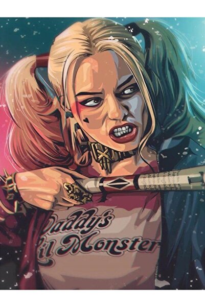 wombhobby Harley Quinn 2 Sayılarla Boyama Seti(40X50 CM TUVAL ŞASESİNE GERİLİ)