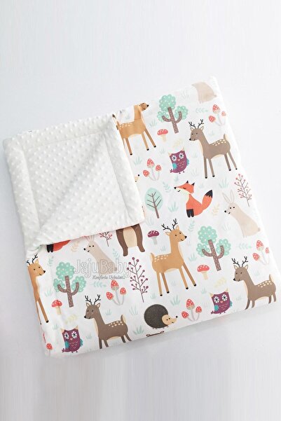 Jaju Baby بطانية أطفال من فروة المنك مقاس 100 × 100 سم متعددة الأغراض (يمكن ا...