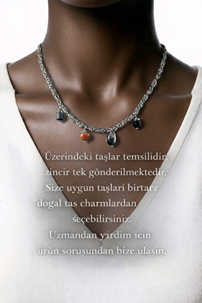 birtarz Doğal taş charm için özel iplerden örme zincir kolyeler