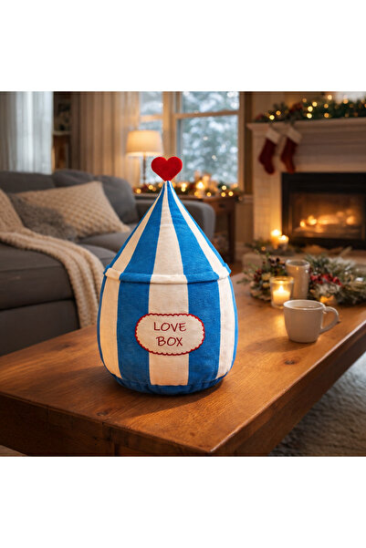 Evidea Pernă Figurată Soft Lovebox - Albă / Albastră - 20x37 cm