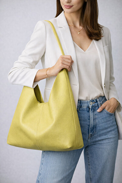 HBS Minimal Clamshell Natural Leather Inner Lining Shoulder Bag Shoulder Bag