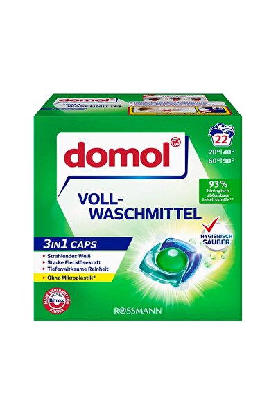 DOMOL Çamaşır Makinesi Deterjan Kapsülü 3in1 Beyaz (22 Yıkama 517 gr)