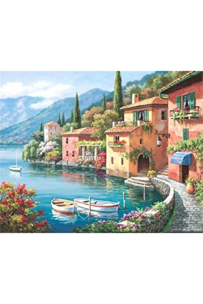 wombhobby Sahilde Yalılar Sayılarla Boyama Seti 50x65 cm Çerçevesiz RULO ( Ka...