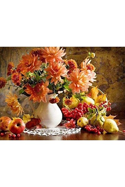 wombhobby Çiçekler Ve Meyveler Sayılarla Boyama Seti(40x50 Cm Tuval Şasesine ...