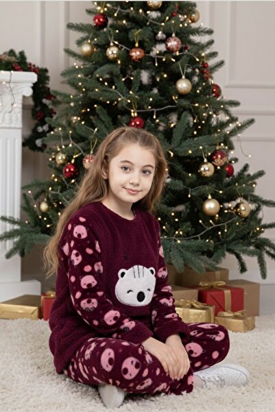 ROMEO LİFE Kız Çocuk Yılbaşı Konseptli Uzun Kollu Polar Peluş Kumaş Kışlık Sı...