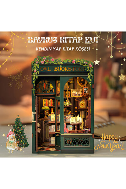 Emirgan 2025 Owl Bookstore Mini Book Nook Dıy Kit – Kendin Yap Minyatür Oyuncak Ev