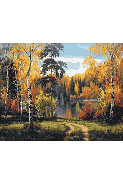 wombhobby Gölet Manzarası Sayılarla Boyama Seti 50x65 cm Çerçevesiz RULO ( Ka...