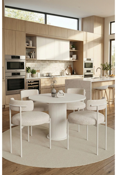 AVVİO Tian Bohem Ayak 4'lü Teddy Sandalye 90x90 Masa Sandalye Takımı