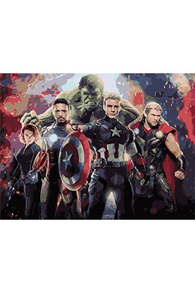 wombhobby Avengers Sayılarla Boyama Seti 40x50 Cm Çerçevesiz RULO ( Kasnaksız )