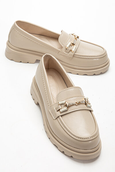 guijarro Kadın Gold Zincirli Rahat Taban Maskülen Klasik Loafer