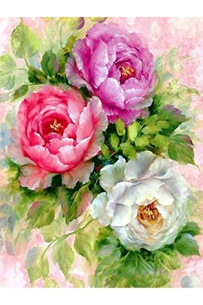 wombhobby Güllerin Tonları Sayılarla Boyama Seti 40x50 Cm Çerçevesiz RULO ( K...