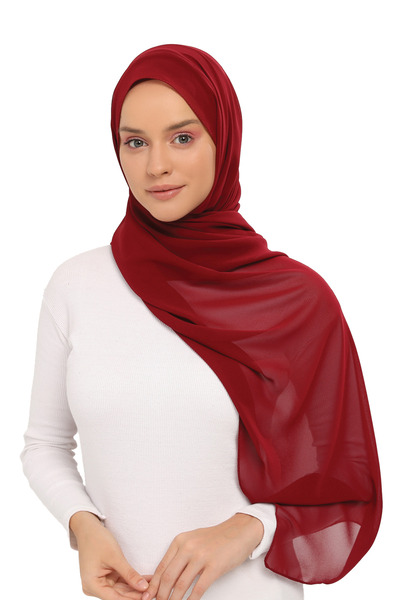 Altobeh Ready Luxury Practical Hijab Chiffon Shawl Claret Red