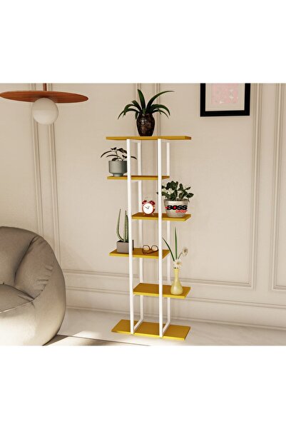Boss Group Titan Çiçeklik Saksılık Beyaz Ve Gold Dekoratif Çok Amaçlı Raf Süs...