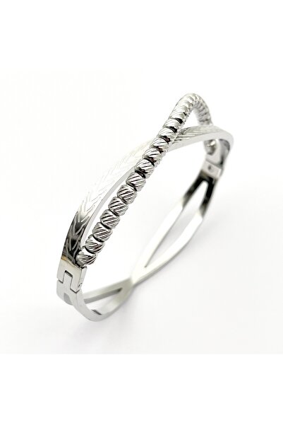 Siya Silver Kararmaz Çelik Dorika Model Sonsuzluk Detaylı Kadın Çelik Kelepçe Bileklik