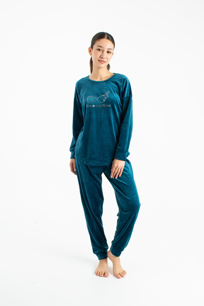 Ecrou Women's Petrol Injection Print Long Sleeve Crew Neck Pants Pajama Set