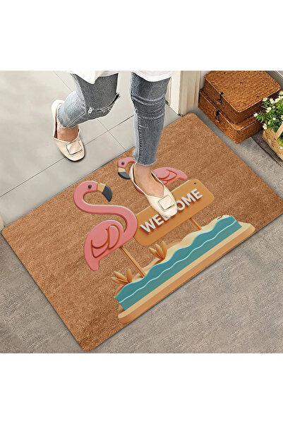 Valerine Life سجادة باب ترحيب باللون الوردي فلامينجو مقاس 45 × 70 سم