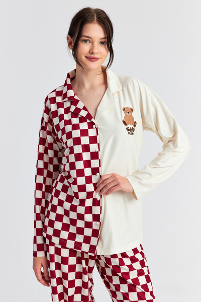 Ecrou Women's Burgundy Tdyi Peter Pan collar Trouser Suit