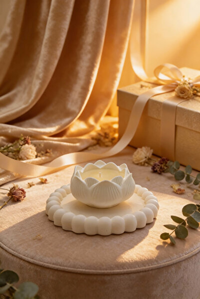 Fitruka Vanilya Kokulu Dekoratif Tepsili Gül Desenli Mum Seti – Şıklık ve Est...