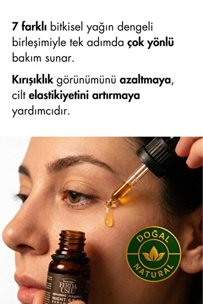 Ferda Uslu Premium Yoğun Nemlendirici Onarıcı Gece Serumu - Kenevir Tohumu Yağı 6 Etkili Doğal Yağ 10 ml