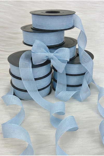 ZEYMERADE Baby Blue Linen Nopeli Ribbon 2.5 cm 20 Meters, Bride, Dowry, Engagement, Dowry Gift, Gift, Decoration, Wedding