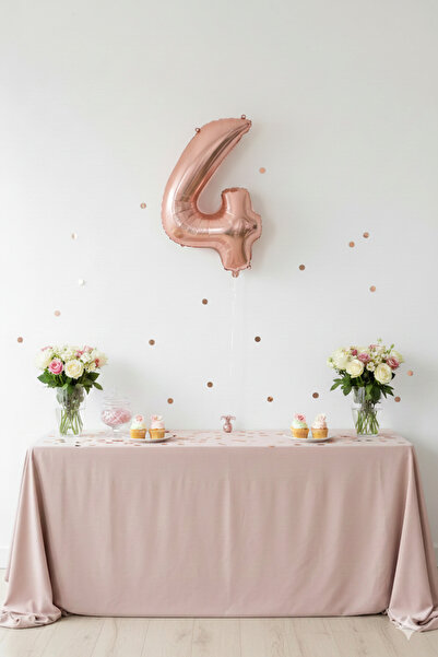 Deniz Party Store بالون فويل 36 - 40 سم ذهبي وردي 4 أرقام