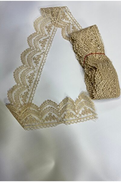 Muensu Cappuccino Three Sweep Pattern Guipure, Lace, Fisto, Tulle Guipure, Ne...