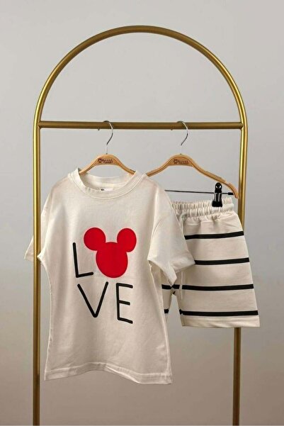 Booni Jooni Set pantaloni scurți cu dungi Love Mickey