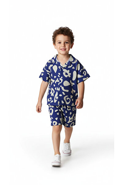 Booni Jooni Set de pantaloni scurți cu model albastru