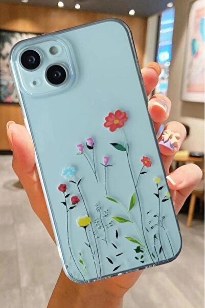 3GEN CASE İphone 15 Plus-İphone 14 Plus Uyumlu Tatlı Çiçekler Desenli Şeffaf ...